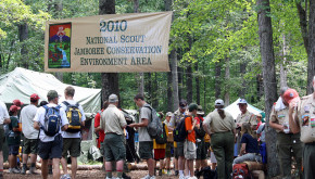 Scouts and their leaders at a Boy Scout Jamboree, courtesy of Chris Poulin, US Fish and Wildlife Service 